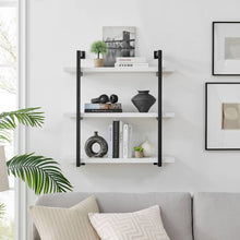 Load image into Gallery viewer, Modern 3-Tier Hanging Metal Bracket White Birch Wall Shelves
