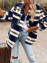 Load image into Gallery viewer, Oversized Plaid Shacket Button Down Flannel Jacket