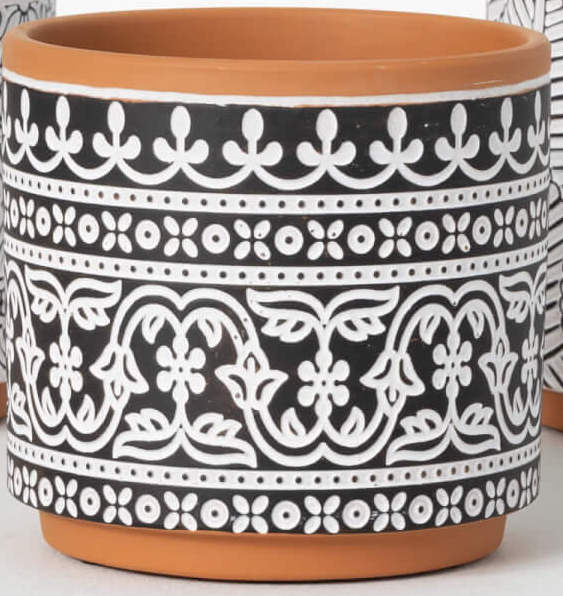 black and white ceramic plant pot Terracotta Black and White Planters