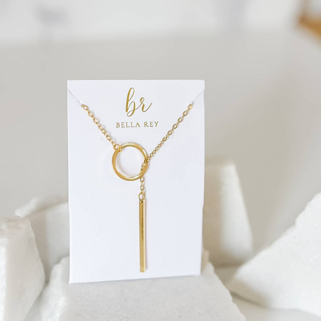 Riley Necklace with Circle with Drop Bar