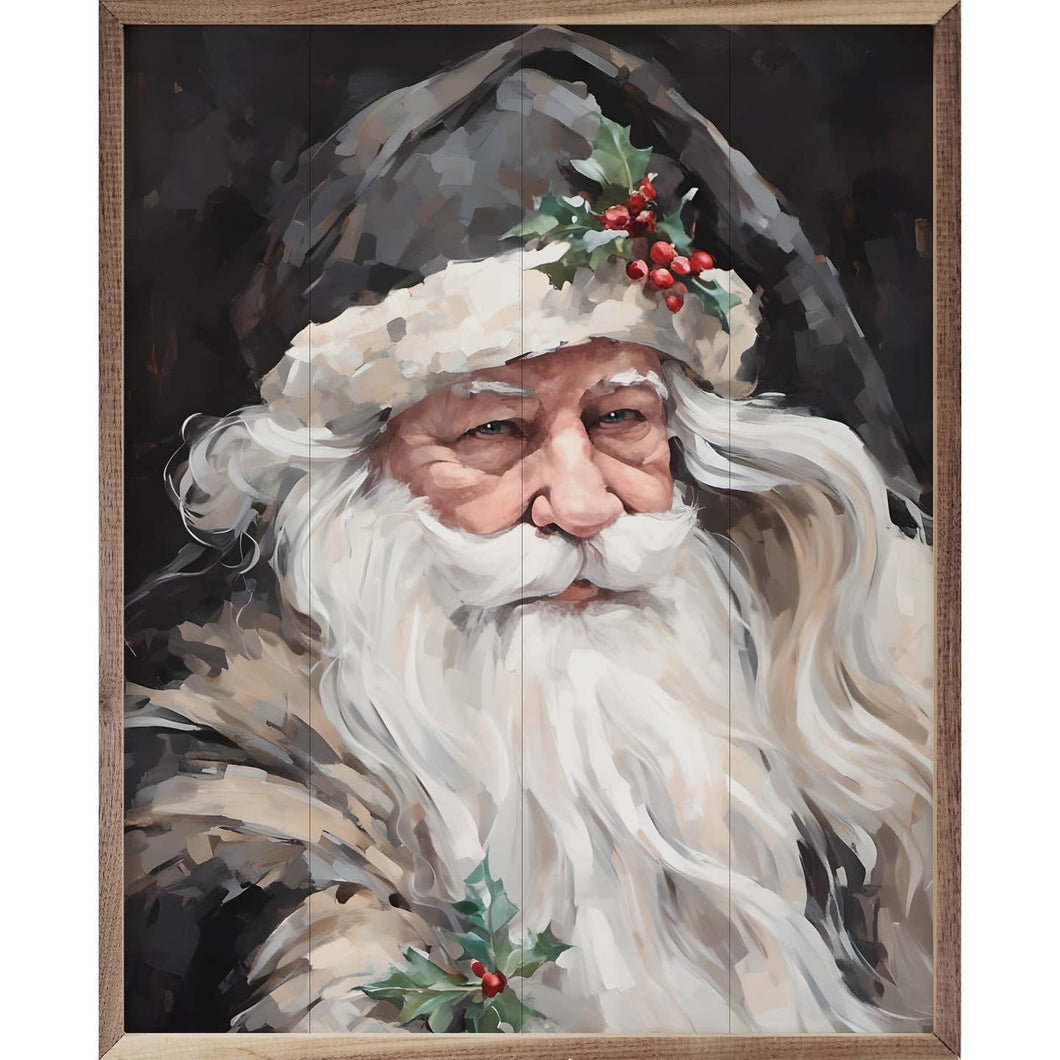 Wise Grayscale Santa Wall Art