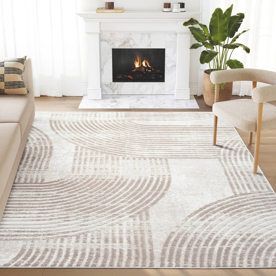 Viva Neutral Cream Mid-Century Modern Area Rug