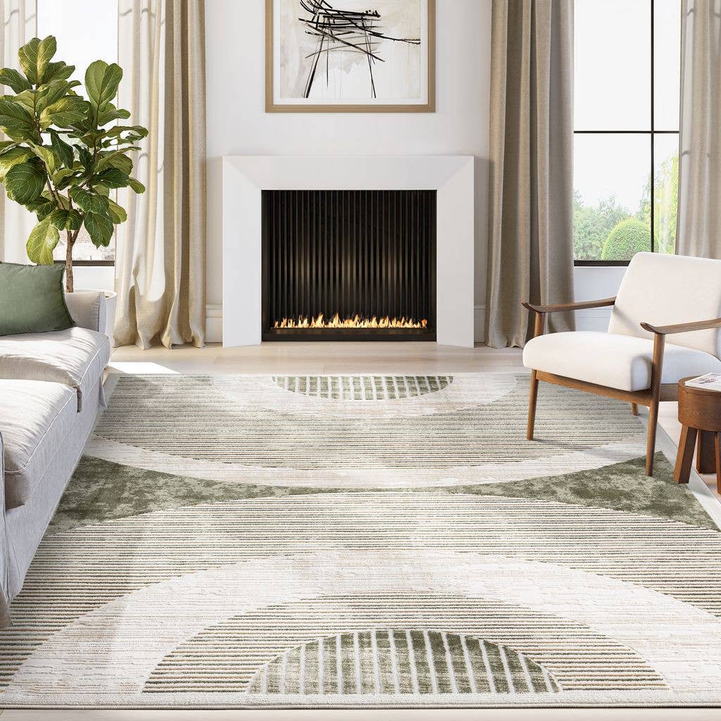 Ivy Mid-Century Green Arch Area Rug