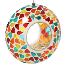 Load image into Gallery viewer, Glass Confetti Mosaic Fly-Through Hanging Bird Feeder
