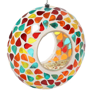 Glass Confetti Mosaic Fly-Through Hanging Bird Feeder