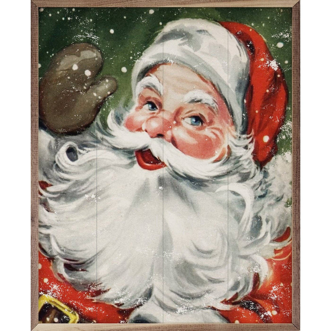Santa with Snow Green Wall Art