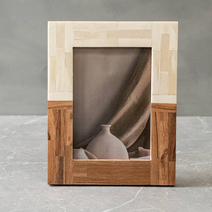 Half Split Wood & Bone Photo Frame
