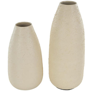 Cream Metal Textured Decorative Vase