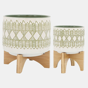Aztec Planter On Wooden Stand