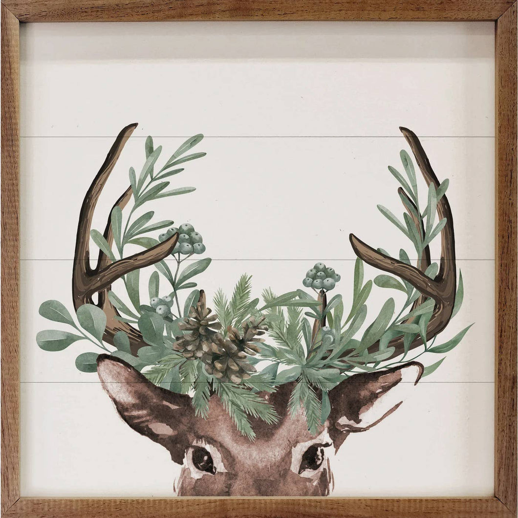 Watercolor Christmas Deer Wall Art
