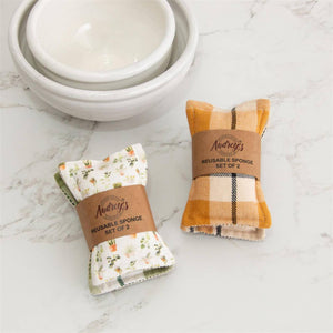 Plants and Plaid Reusable Fabric Sponges