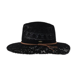 Lace Knit with Braided Suede Trim C.C Panama Hat