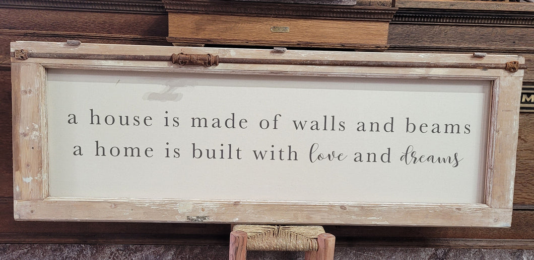 A house is made of walls and beams Sign