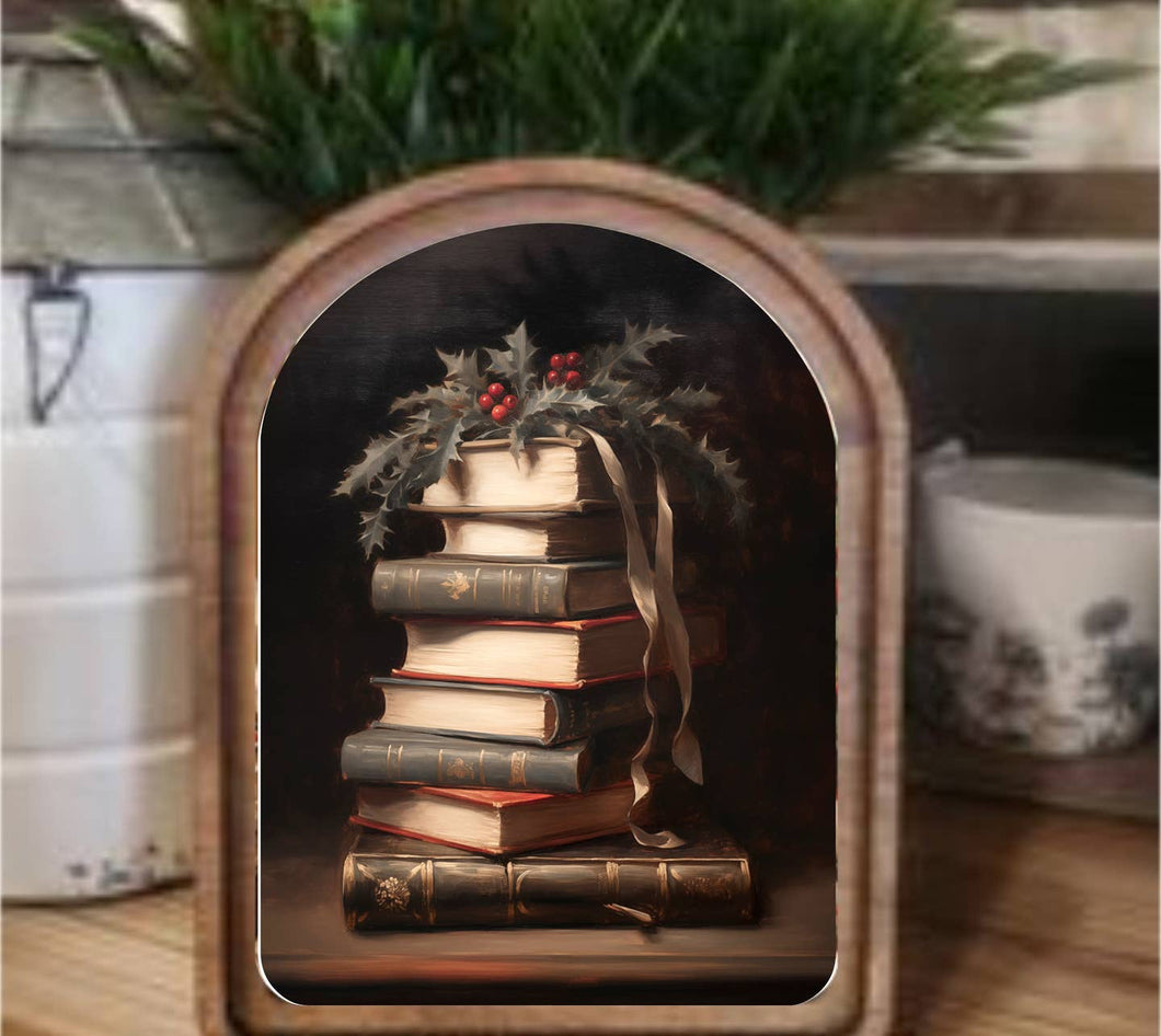 Arch Top Christmas Books Framed Art
