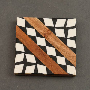 Black & White Geometric Wood Coaster