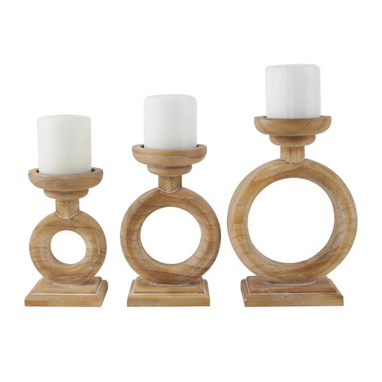 Wood Circular Decorative Candle Holder