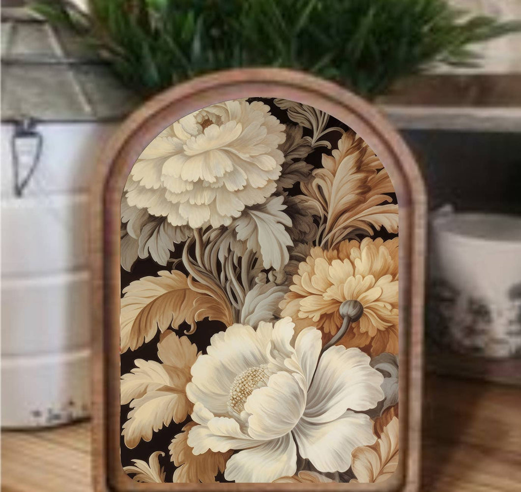 Arch Top Floral Neutral Framed Art