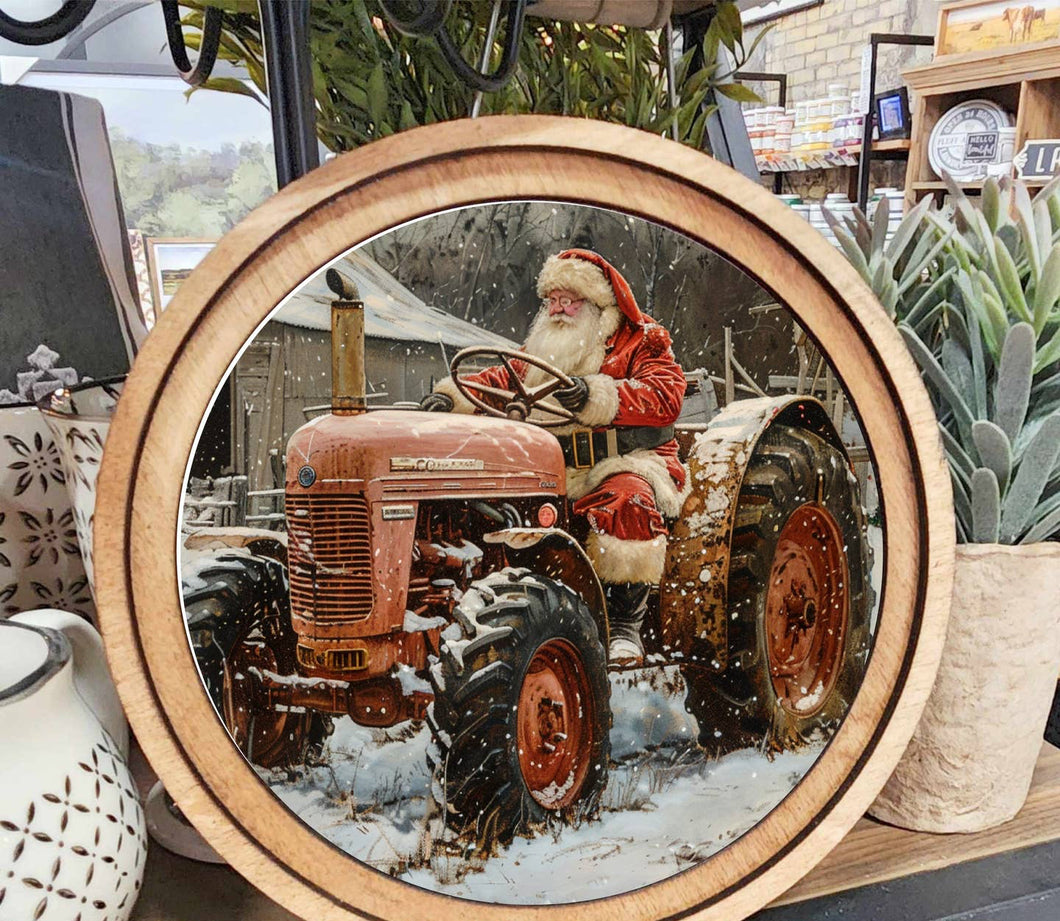 Round Tractor Santa Art