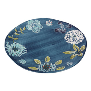 Stoneware Plate with Flower Print