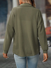 Load image into Gallery viewer, Waffle Knit Button Up Long Sleeve Shirt Jacket
