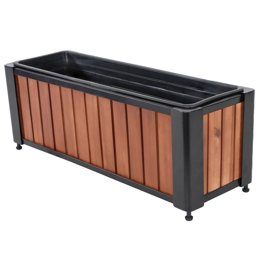 Acacia Wood Slatted Planter Box