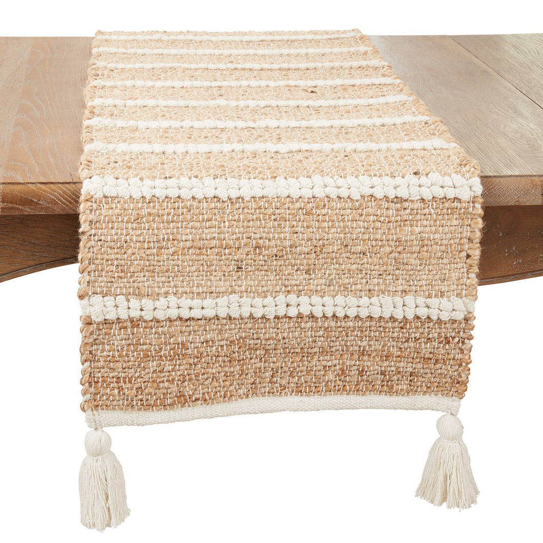 Rustic Charm Woven Stripe Table Runner