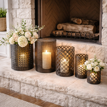 Load image into Gallery viewer, Metal Die Cut Hurricane Lanterns
