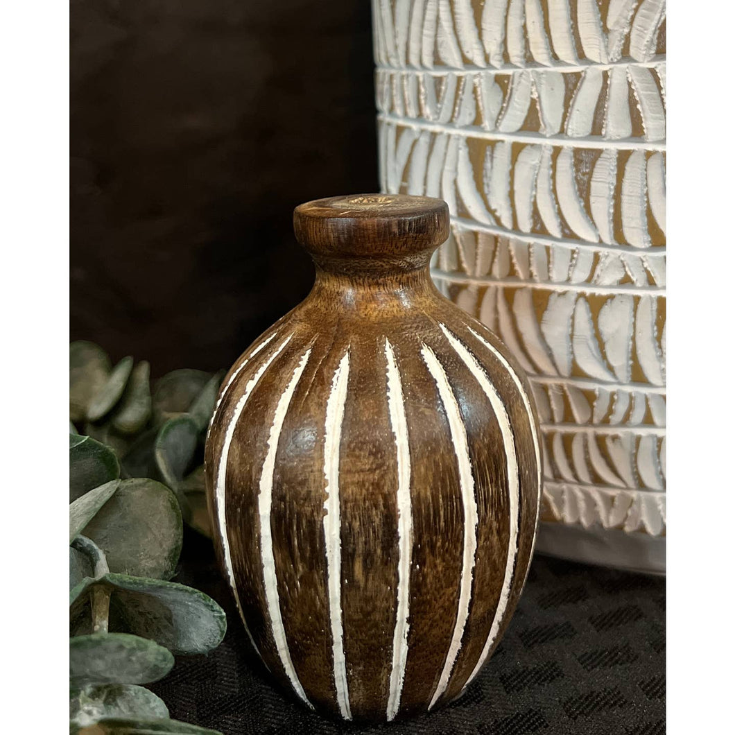 Mini Striped Wood Vase