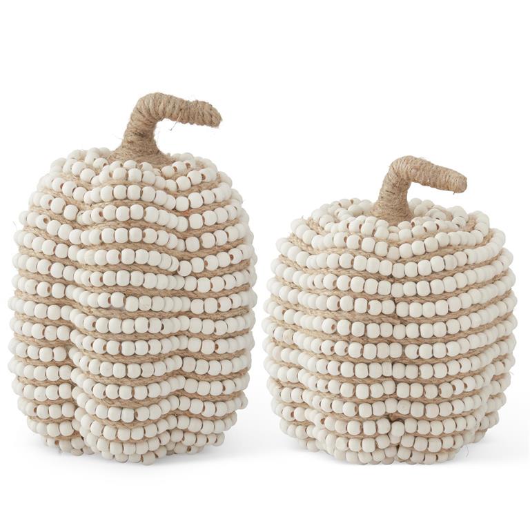 Cream Bead & Jute Striped Pumpkins
