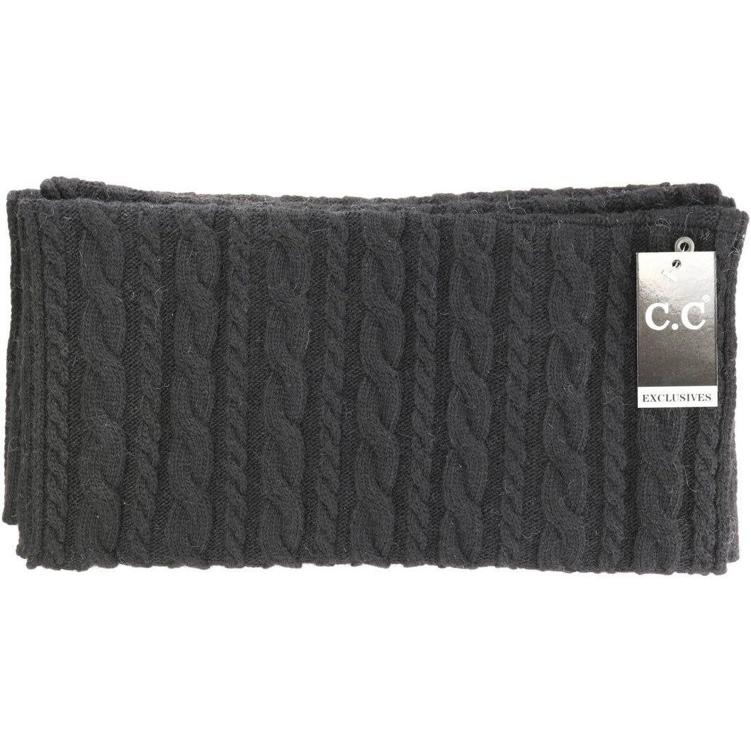 Black Label Cable Knit CC Infinity Scarf