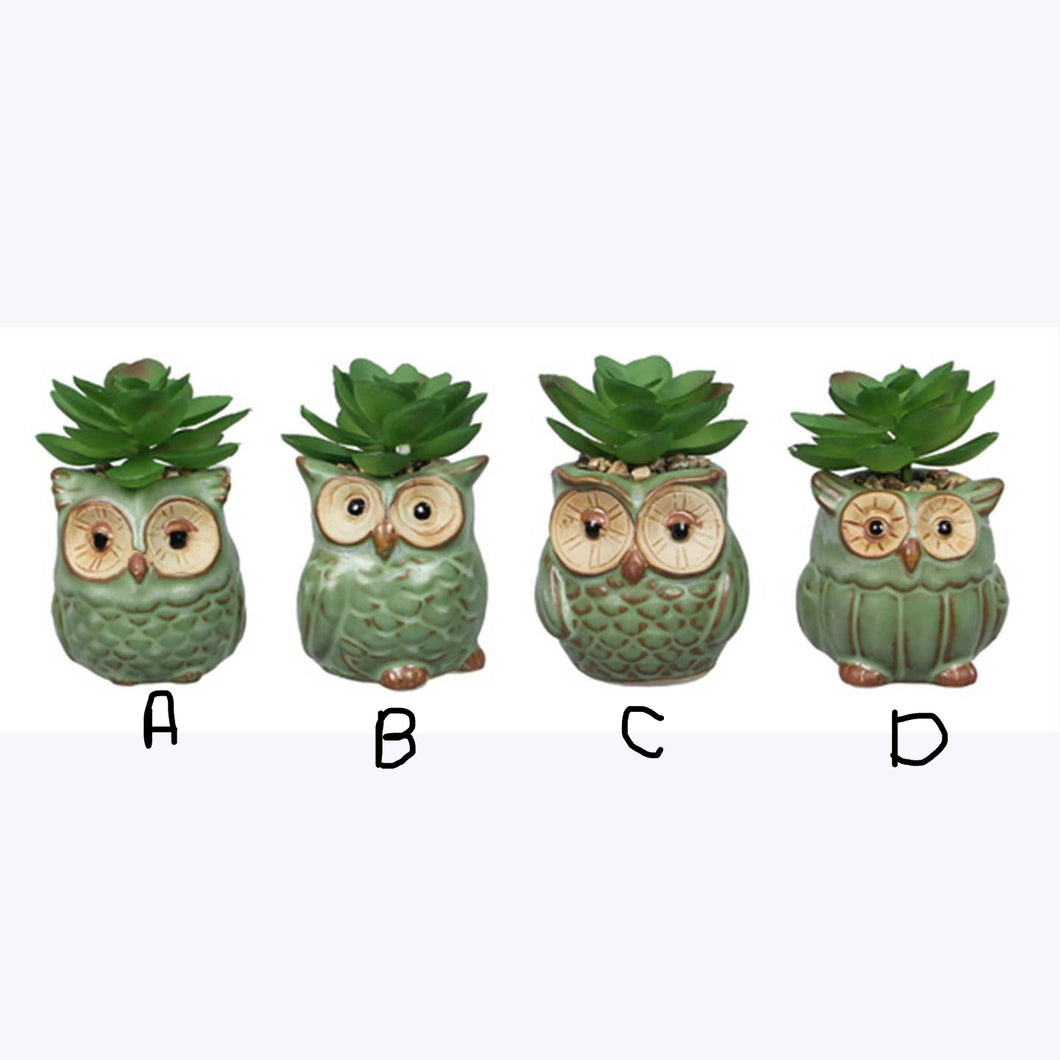 Stoneware Owl Succulent Planter