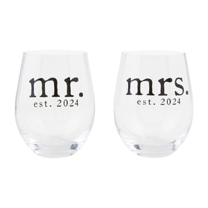Mr. & Mrs. Est 2024 Glass Set