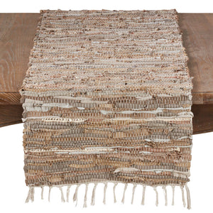 Natural Leather Chindi Runner