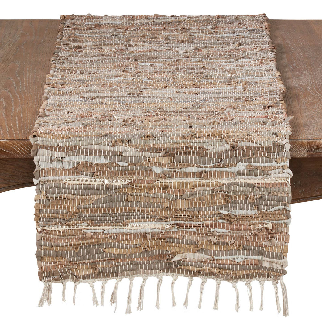 Natural Leather Chindi Runner