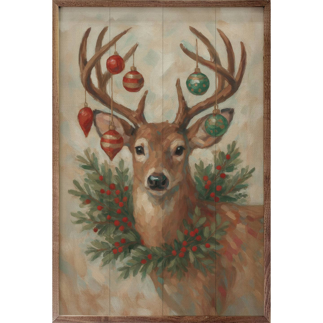 Whitetail Deer with Wreath Wall Art