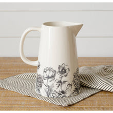 Load image into Gallery viewer, Black and White Botanical Pitcher &amp; Platter
