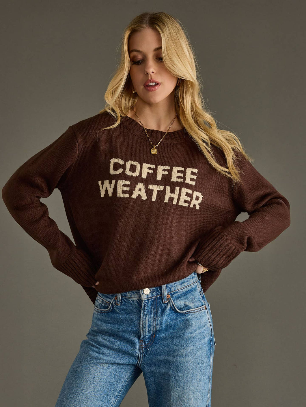 Dark Brown Coffee Weather Sweater