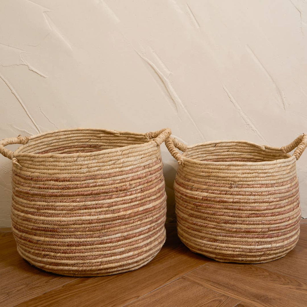 Natural Boho Corn Husk Basket
