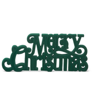 Green Velvet Resin Merry Christmas Cutout Tabletop
