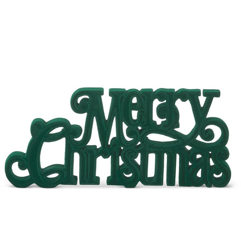 Green Velvet Resin Merry Christmas Cutout Tabletop