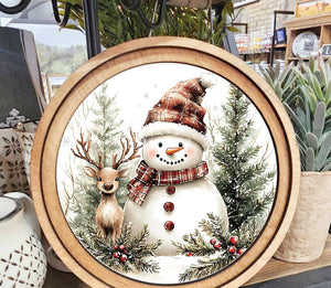 Round Snowman Deer Art