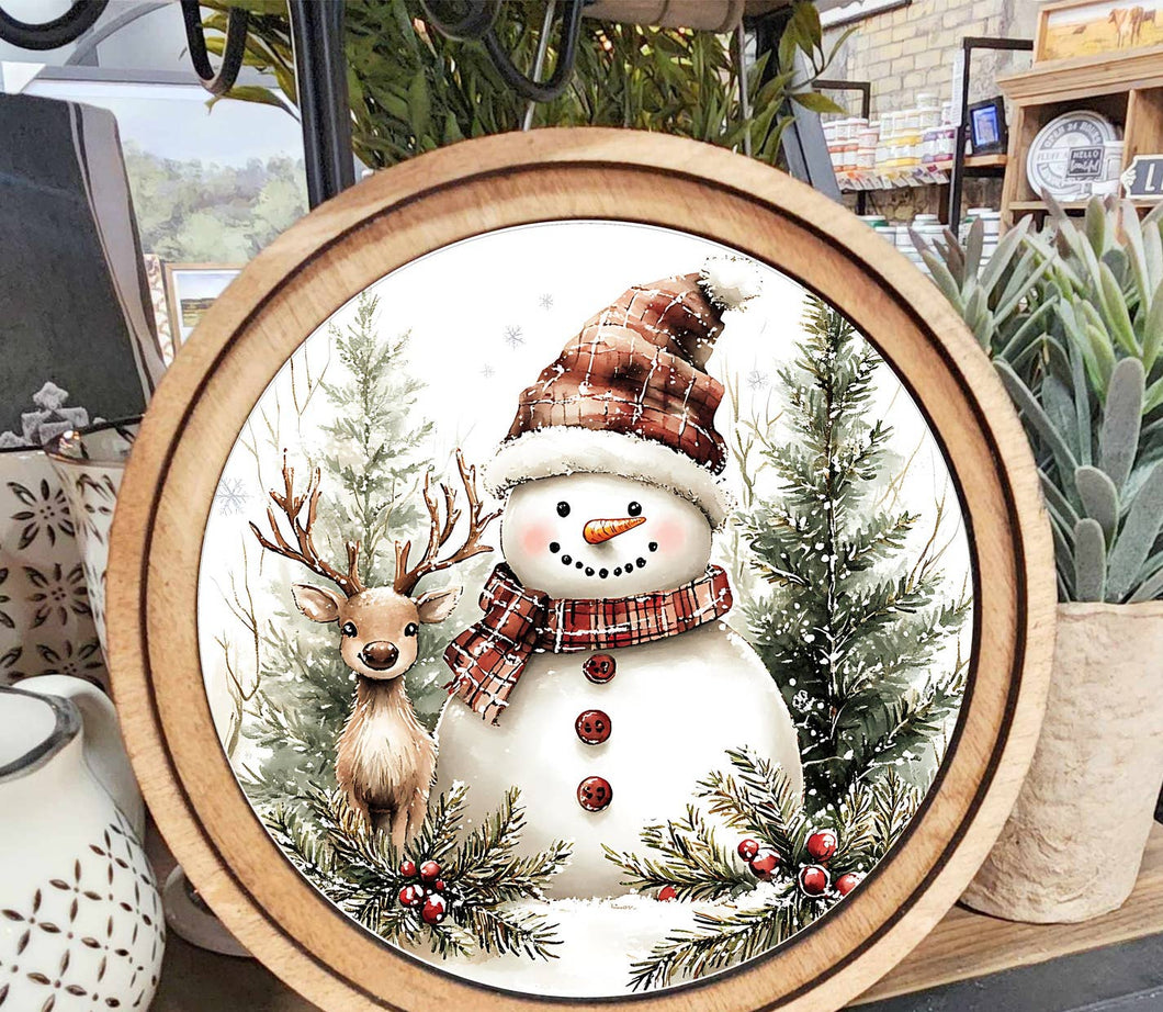 Round Snowman Deer Art