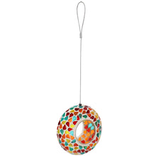 Load image into Gallery viewer, Glass Confetti Mosaic Fly-Through Hanging Bird Feeder
