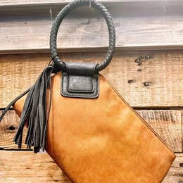 Fashion Cuff Handle Tassel Wristlet Clutch