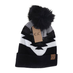Aztec Natural Faux Fur Pom Hat