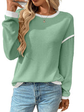 Load image into Gallery viewer, Crewneck Knit Look Long Sleeve Pullover Top
