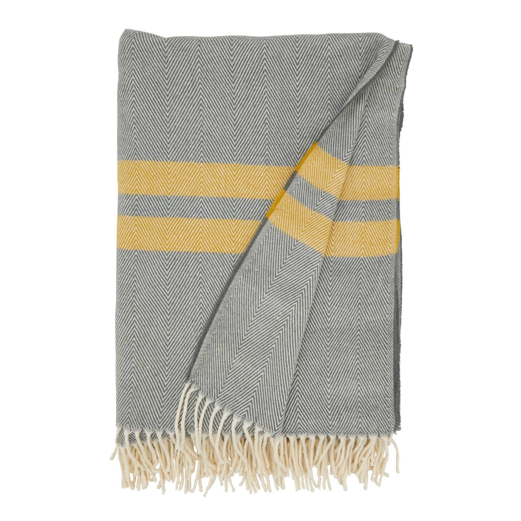 Trendy Stripe and Herringbone Fringed Throw