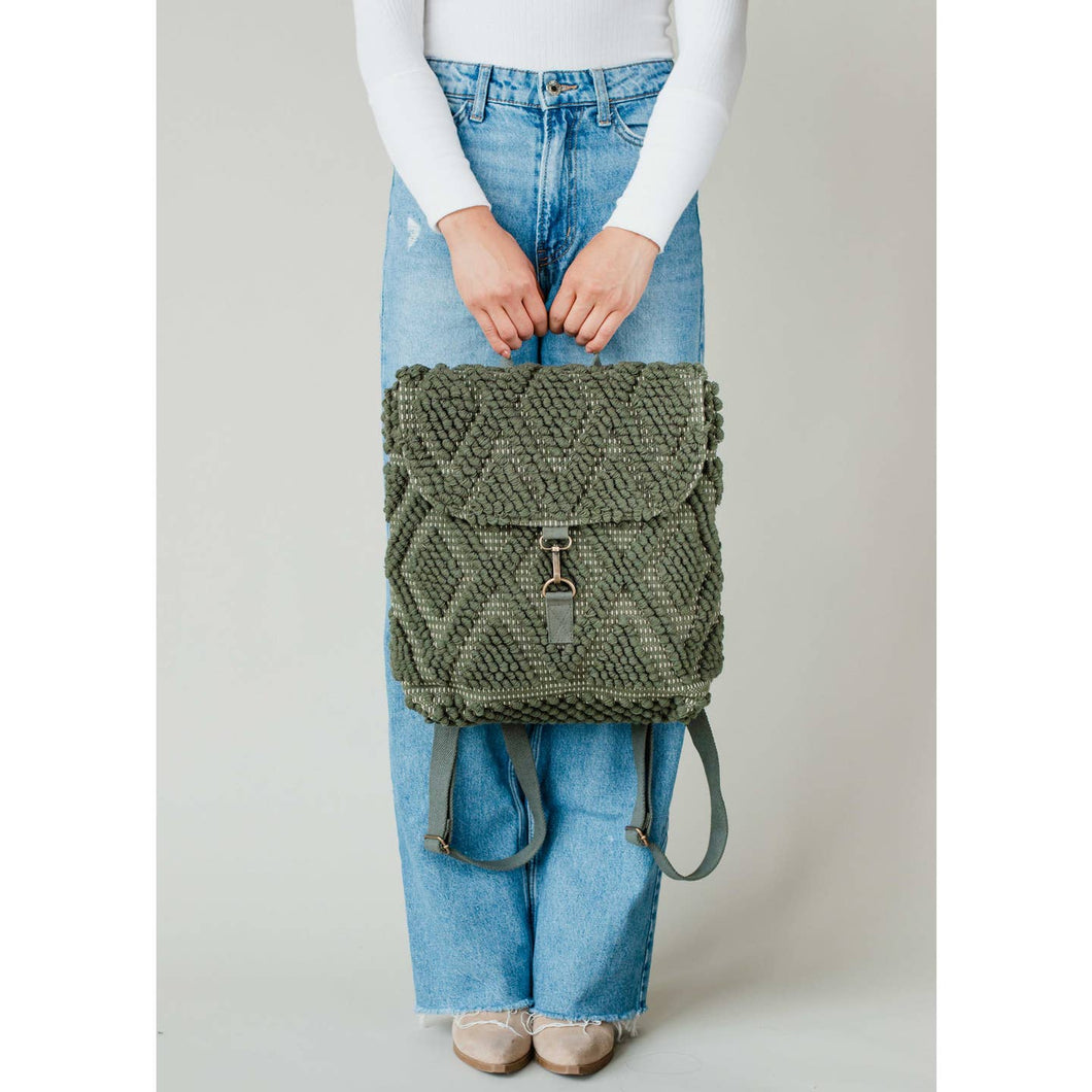 Forest Green Diamond Pattern Backpack