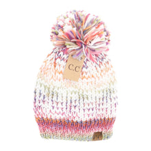 Load image into Gallery viewer, Fuzzy Lined Multicolored Yarn Pom Hat
