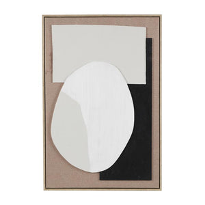 Brown Wooden Geometric Textured with Abstract Black and White Shapes